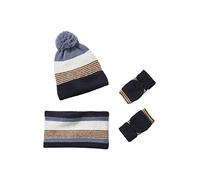 VERTBAUDET Ensemble Garçon Bonnet Snood Gants Rayés Maille