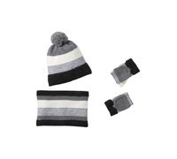 VERTBAUDET Ensemble Garçon Bonnet Snood Gants Rayés Maille Gris 12/14A