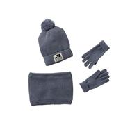 Ensemble garçon bonnet + snood + moufles/gants « Outdoor » bleu grisé 12/14A
