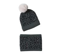 VERTBAUDET Ensemble « léopard » Fille Bonnet + Snood Vert 12/14A