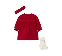 VERTBAUDET Ensemble Naissance 3 pièces Noël Robe + Bandeau + Collants Rouge 18M(81CM)
