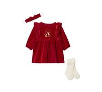 VERTBAUDET Ensemble Naissance 3 pièces noël Robe Bandeau Collants Rouge 9M(71CM)