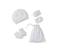 VERTBAUDET Ensemble naissance bonnet, moufles et chaussons et son pochon blanc 3/6M(60/67)