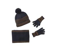 VERTBAUDET Ensemble rayé garçon Bonnet + Snood + moufles/Gants Bleu Chambray 4/6A