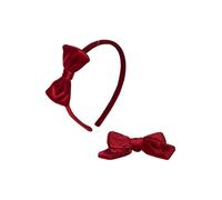 VERTBAUDET Ensemble serre-tête et barrette fille en velours rouge TU