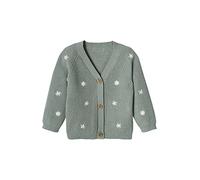 VERTBAUDET Gilet brodé col V bébé en côtes anglaises Cottage Vert d'eau 36M(97CM)