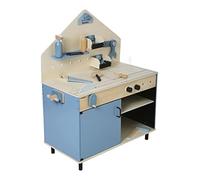 Grand établi de bricolage en bois FSC® et métal bleu TU