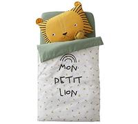 VERTBAUDET Housse de Couette bébé Mon Petit Lion Ivoire imprimé/Vert 100X140