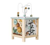 VERTBAUDET Jouet Éveil Bébé Grand Cube d'Activités Bois Tanzanie TU | stimulation sensorielle, jeu d'encastrement, à tirer, sonore, circuit, imagination, dextérité, coordination, boulier, animaux