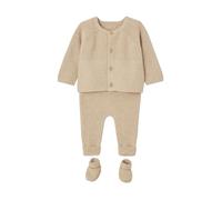 VERTBAUDET Kit naissance 3 pièces cardigan pantalon chaussons en tricot beige chiné NAISSANCE(50CM)