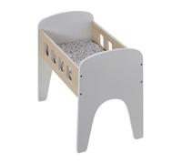 VERTBAUDET Lit Poupon en Bois FSC® Blanc Bicolore avec Matelas Imprimé Fleuri