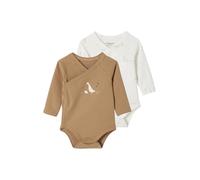 VERTBAUDET Lot 2 bodies manches longues bébé ouverture naissance en coton biocappuccino6M(67CM)