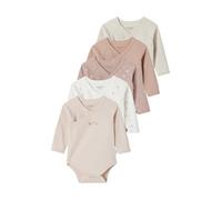 VERTBAUDET Lot 5 bodies coeur manches longues ouverture naissance bébé en coton biorose pâle3M(60CM)