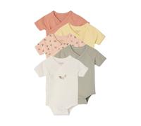 VERTBAUDET Lot 5 Bodies Manches Courtes Fleuris Bébé rose 1M(54CM)
