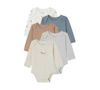 VERTBAUDET Lot 5 bodies manches longues bébé emmanchure US en coton biobeige chiné36M(97CM)