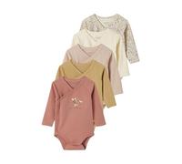 VERTBAUDET Lot 5 bodies manches longues bébé ouverture naissance en coton biovanille12M(74CM)