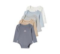 Lot 5 bodies manches longues bébé ouverture US en coton bio bleu 3M(60CM)