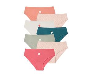VERTBAUDET Lot 7 Culottes Fille Coeur Coton Bio Fuchsia 8A