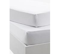 VERTBAUDET Lot de 2 draps-Housses bébé Bio Collection Blanc 70X140