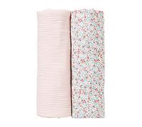 VERTBAUDET Lot de 2 Langes d'emmaillotage Rose/Fleurs TU
