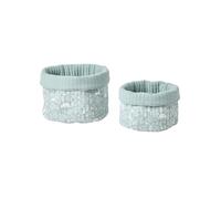 VERTBAUDET Lot de 2 petits paniers de rangement réversibles DANS LES BOIS vert sauge TU