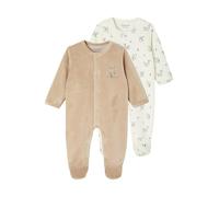VERTBAUDET Lot de 2 Pyjamas Bébé Naissance en Velours Beige Naissance(50CM)