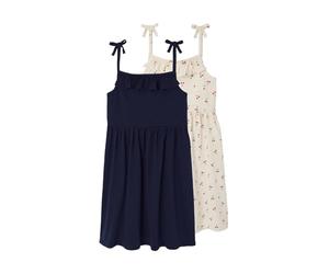 VERTBAUDET Lot de 2 Robes à Bretelles Fille 1 imprimée + 1 Unie Marine 2A