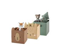 VERTBAUDET Lot de 3 bacs de rangement GREEN FOREST marron et vert TU