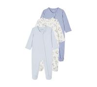 VERTBAUDET Lot de 3 Pyjamas bébé en Jersey Ouverture zippée Basics Bleu Chambray 9M(71CM)