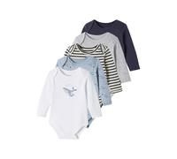 VERTBAUDET Lot de 5 bodies manches longues bébé emmanchure US en coton Bio bleu nuit 18M(81CM)