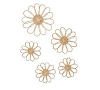 VERTBAUDET Lot De 5 Fleurs Murales en Rotin (Beige)