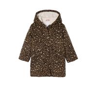VERTBAUDET Manteau fille à capuche drap de laine léopard marron 12A