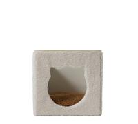 VERTBAUDET Panier Cube pour Chat en Tissu Teddy Pliable Blanc TU