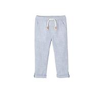 VERTBAUDET Pantalon garçon retroussable en Pantacourt léger Aspect Lin tissé Bleu Clair 4A