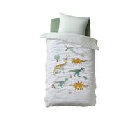 VERTBAUDET Parure Enfant Magicouette Dinos, avec Coton recyclé Blanc imprimé 140X200
