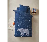 VERTBAUDET Parure Housse de Couette détails phosphorescents + taie d'oreiller Enfant Ours Polaire Bleu foncé 140X150 63X63
