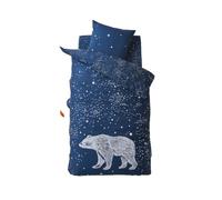 Parure housse de couette enfant détails phosphorescents et taie d'oreiller OURS POLAIRE bleu foncé 140X200 50X75