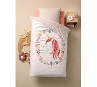 VERTBAUDET Parure Housse de Couette Enfant et taie d'oreiller Petite Licorne, avec Coton recyclé Blanc imprimé 140X200 63X63
