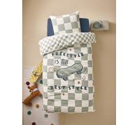 VERTBAUDET Parure Housse de Couette Enfant et taie d'oreiller Damier Freestyle, avec Coton recyclé Carreaux Vert 140X150 63X63