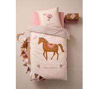 VERTBAUDET Parure Housse de Couette + taie d'oreiller Arizona Dream, avec Coton recyclé Blanc imprimé 140X200 63X63