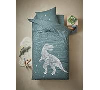 VERTBAUDET Parure Housse de Couette + taie d'oreiller avec détails phosphorescents Graphic Dino Oeko-Tex® Vert 140X150 63X63