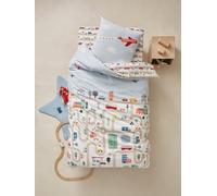 VERTBAUDET Parure Housse de Couette + taie d'oreiller Enfant Auto-City Beige imprimé 140X200 50X75