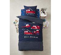 VERTBAUDET Parure Housse de Couette + taie d'oreiller Enfant Petit Pompier Bleu foncé 140X200 63X63