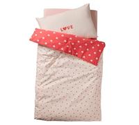 VERTBAUDET Parure Housse de Couette + taie d'oreiller Mon CŒUR Rose imprimé 80X120 40X60