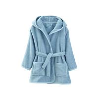 Peignoir de bain enfant uni à capuche, personnalisable bleu clair 6A