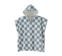 VERTBAUDET Poncho de bain/plage enfant, avec coton recyclé carreaux bleu 8/10A