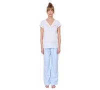 VERTBAUDET Pyjama Coeurs Grossesse et Allaitement Bleu Ciel 42