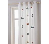 VERTBAUDET Rideau Guirlande à œillets tamisant Animaux Marins sous l’Océan Blanc 135X240