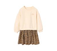 VERTBAUDET Robe Bi Matière Fille Manches Longues Fleurs Brodé