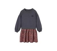 VERTBAUDET Robe Bi Matière Fille Manches Longues Fleurs Brodé Anthracite 12A